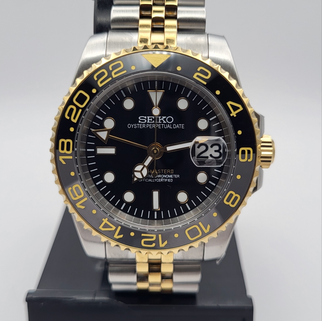 New Custom 40mm Seikomod Automatic Gmt Watch